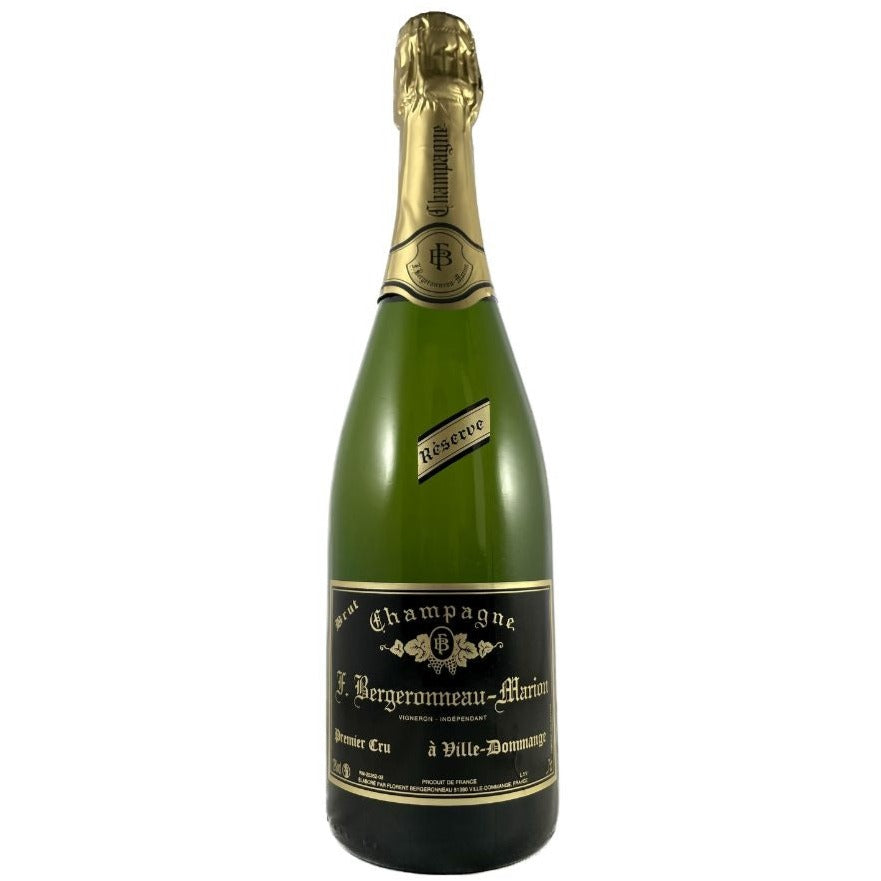 Champagne flaske F. Bergeronneau-Marion, Brut Réserve,  Premier Cru, sort etikette, brut champagne