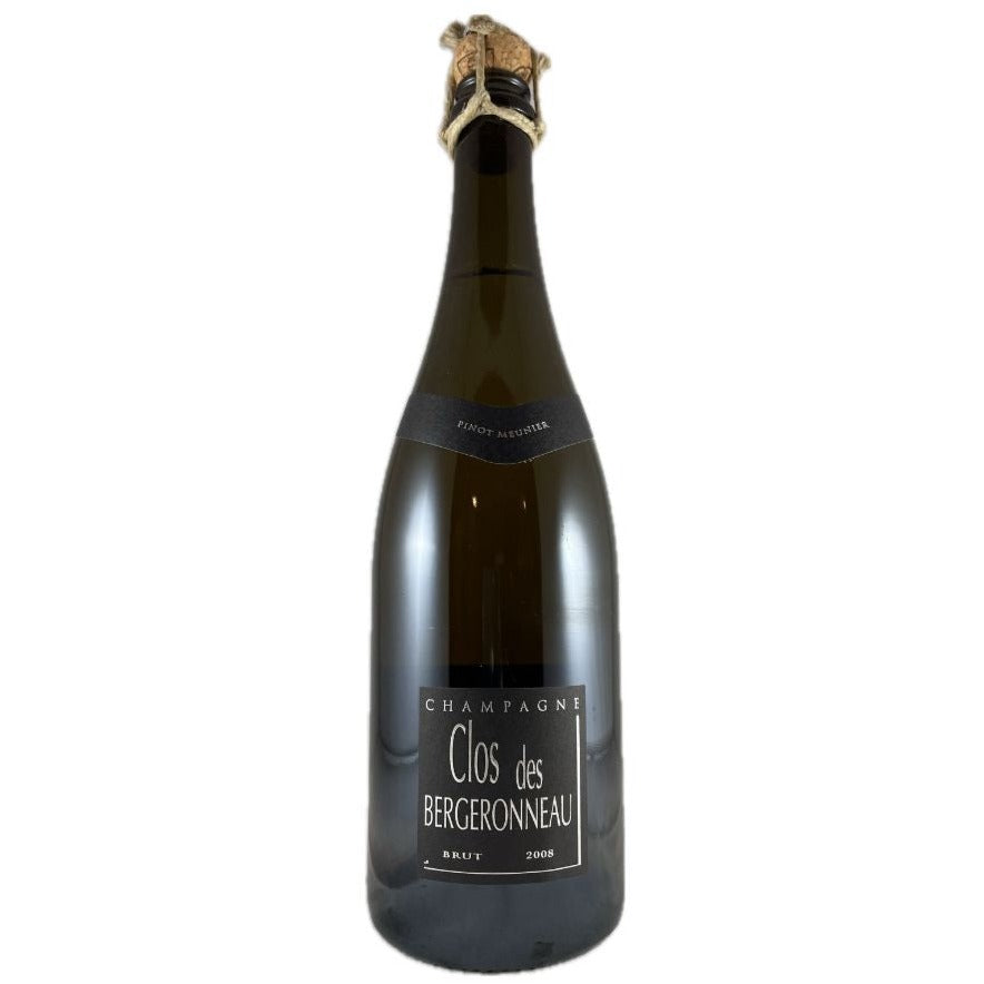 Champagne flaske, Champagne F. Bergeronneau-Marion, Clos des Bergeronneau, brut, 2008, Premier Cru, Pinot Meunier, lukket med snor om korkprop