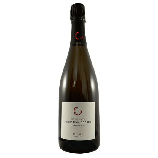 Champagneflaske på hvid baggrund, Champagne Christian Gosset Brut  A03 Grand Cru