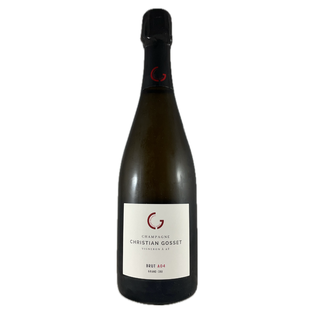 Champagneflaske på hvid baggrund, Champagne Christian Gosset Brut  A03 Grand Cru