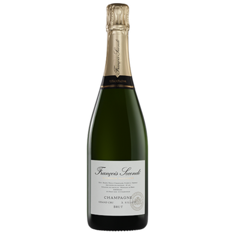 Champagne flaske på hvid baggrund, Champagne Francois Secondé, Brut Grand Cru