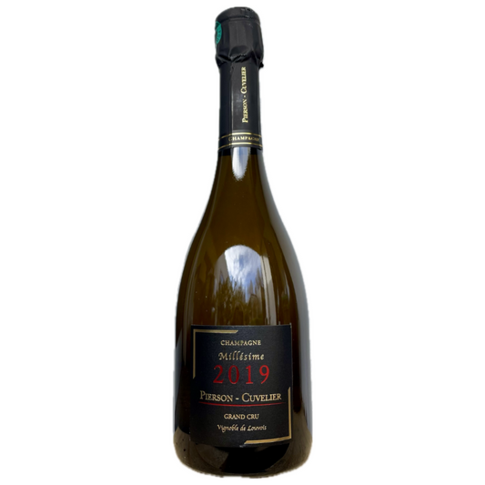 1 flaske årgangschampagne fra Champagne Pierson-Cuvelier, 2019, Grand Cru, hvid baggrund