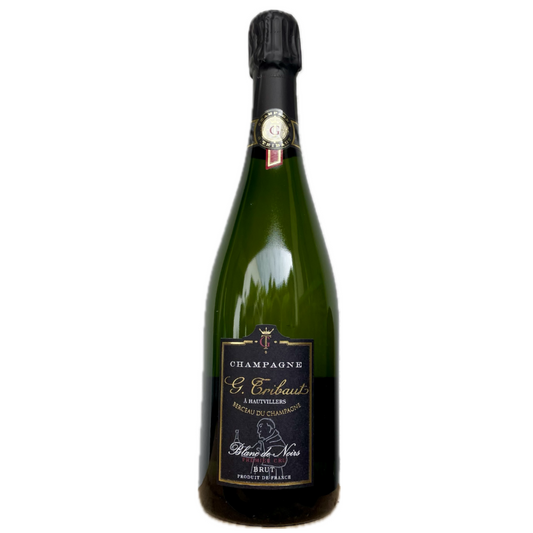 Champagne flaske på hvid baggrrund, Champagne G. Tribaut, Blanc de Noirs, Brut