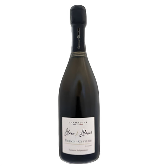 1 flaske champagne fra Champagne Pierson-Cuvelier, Blanc de Blancs, Grand Cru, hvid baggrund