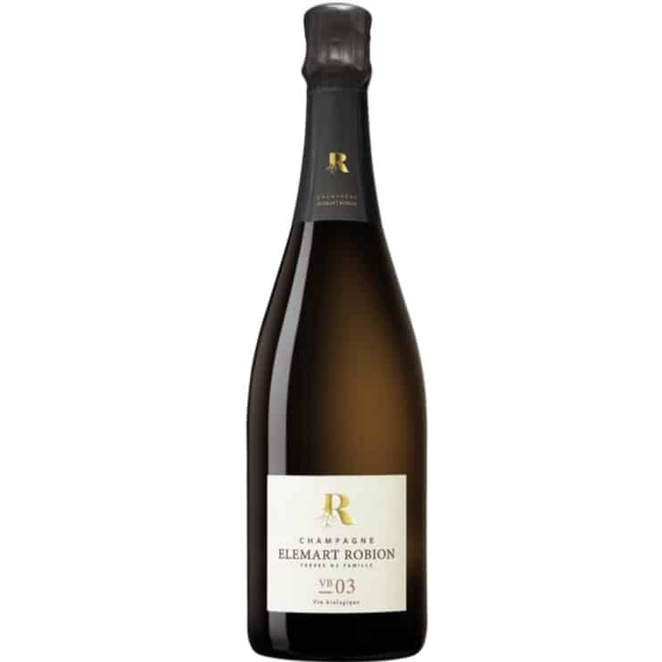 Champagne flaske på hvid baggrund, Champagne Elemart Robion, VB03, økologisk champagne