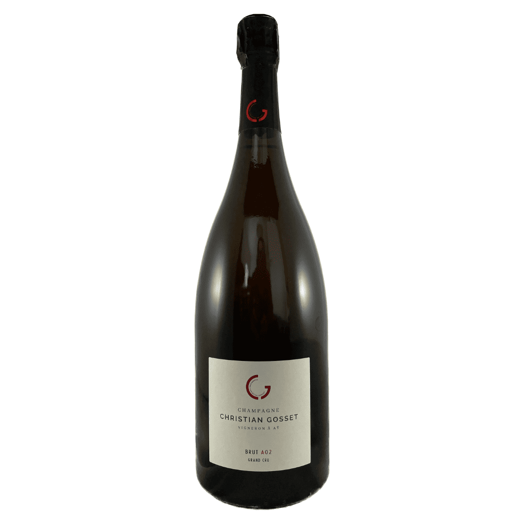 Champagneflaske på hvid baggrund, Champagne Christian Gosset Brut  A02, Grand Cru