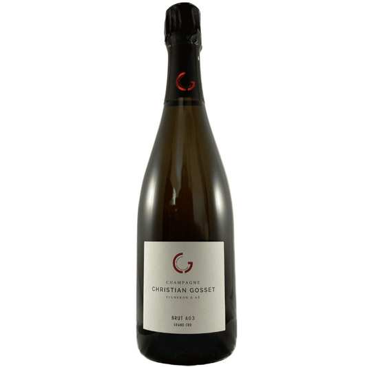 Champagneflaske på hvid baggrund, Champagne Christian Gosset, Brut  A03, Grand Cru