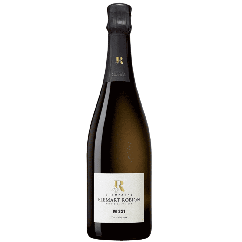 Champagne flaske på hvid baggrund, Champagne Elemart Robion, M 321, økologisk champagne