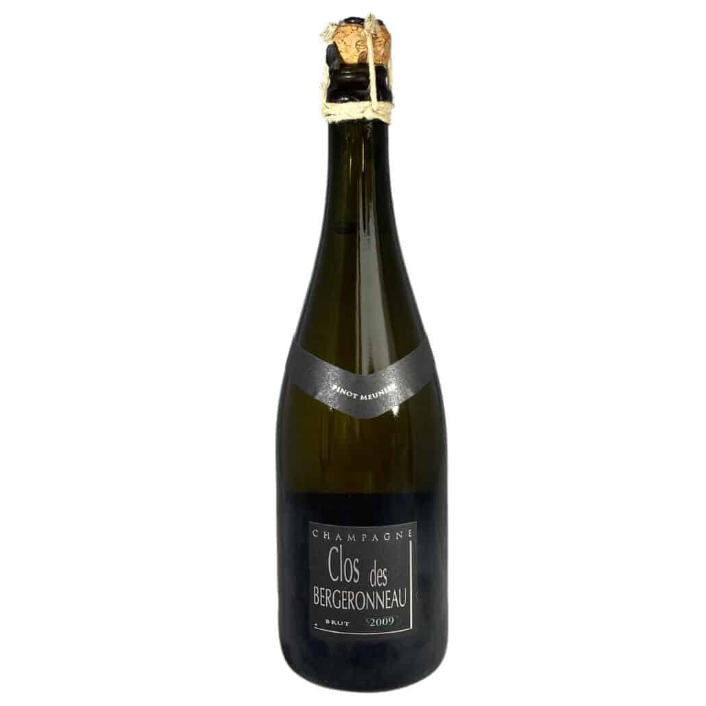 Champagne flaske, Champagne F. Bergeronneau-Marion, Clos des Bergeronneau, brut, 2007, Premier Cru, Pinot Meunier, lukket med snor om korkprop