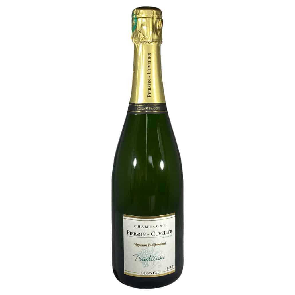 1 flaske champagne fra Champagne Pierson-Cuvelier, Tradition, Grand Cru, hvid baggrund