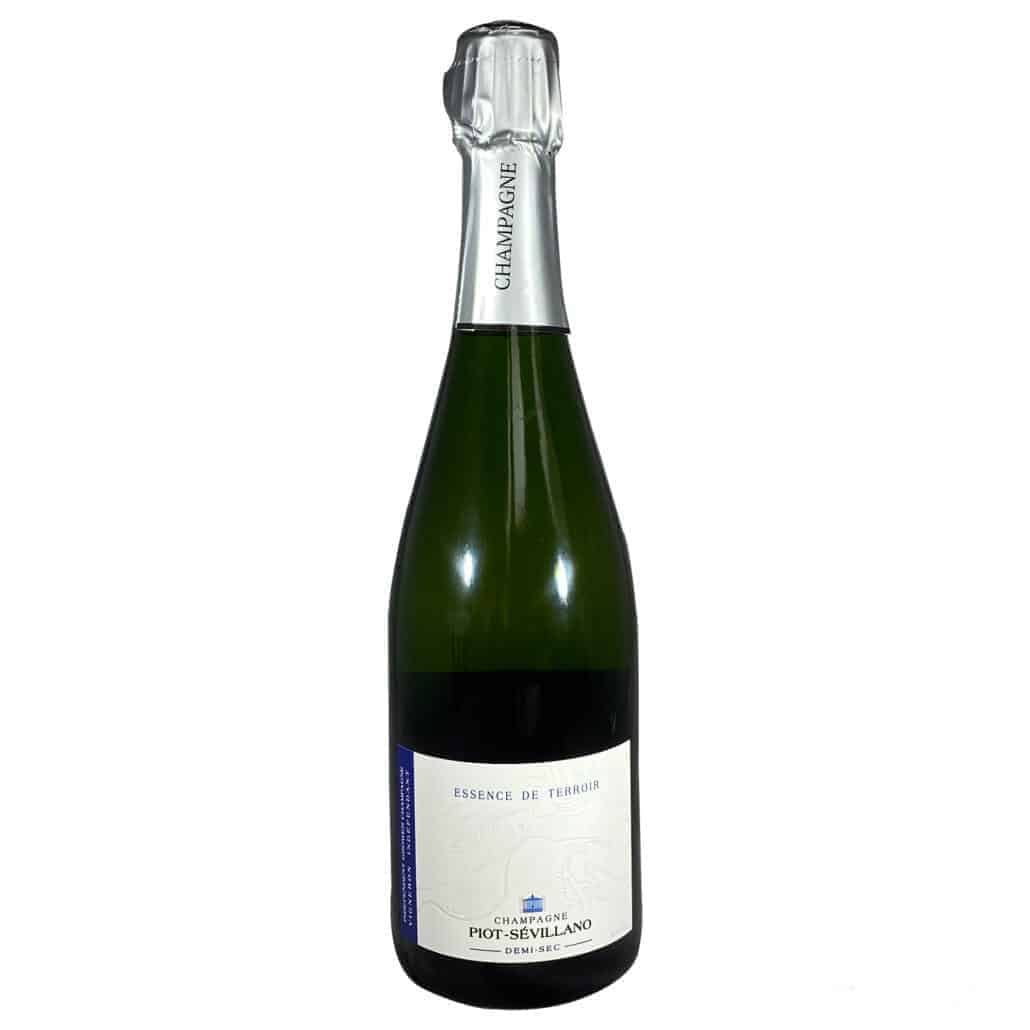 Champagne flaske på hvid baggrund, Champagne Piot-Sévillano, Essence de Terrior, Demi-Sec